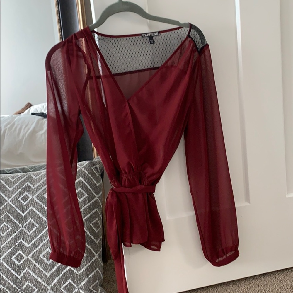 Maroon see through blouse